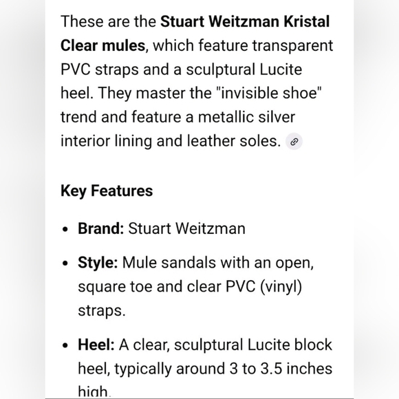 Stuart Weitzman Kristal Clear Lucite PVC Silver Mule Heels Womens 7 Open Toe - Picture 12 of 15